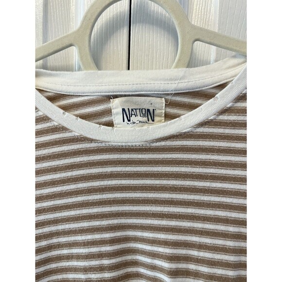 Nation LTD Olivia Pocket T-Shirt Dress Tan White Size X-Small XS - Picture 7 of 9
